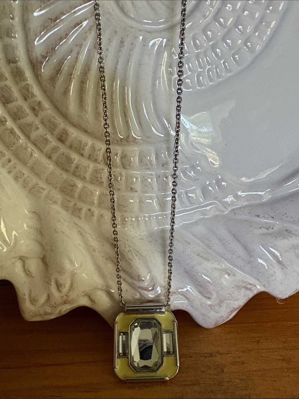 Lia Sophia Geometric Silver-Tone Pendant Necklace with a Crystal